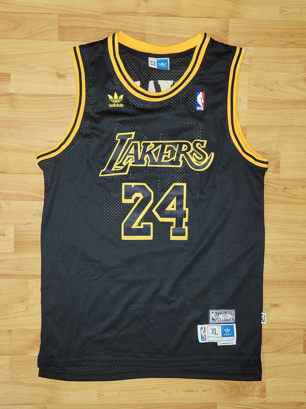 Adidas Kobe Bryant Los Angeles Lakers #24 Black/Gold Basketball Jersey, NWOT XLT